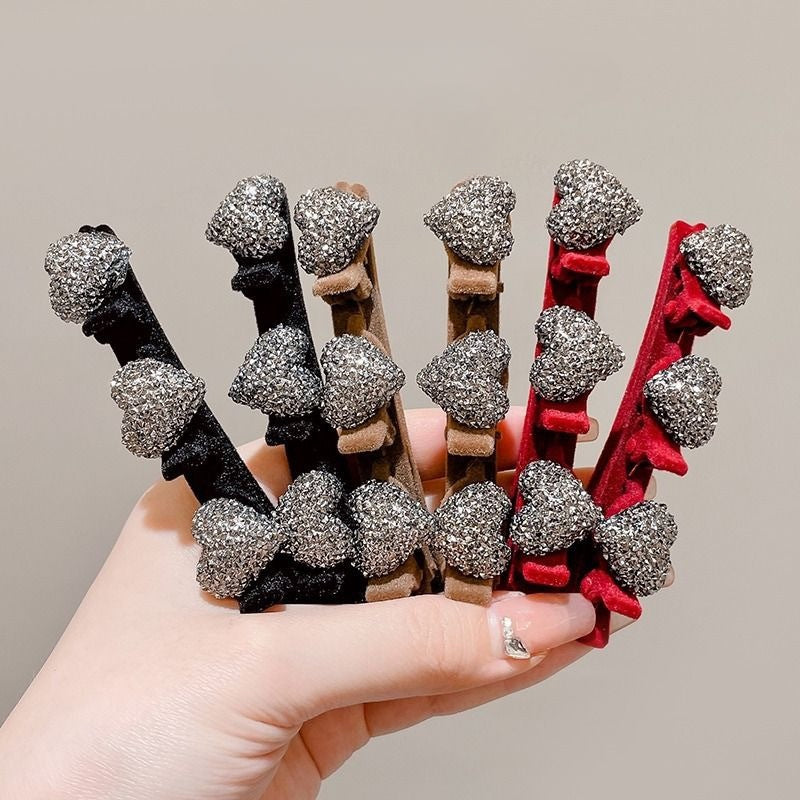 Wholesale Flocked Heart Hairpin New Year Bangs Hairpin Full Diamond Hairpin